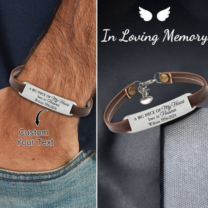 Personalized Engraved Memorial Text Personalized Leather Bracelet